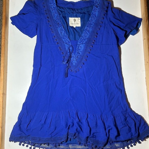 The Jetset Diaries Blue Oversized Lace Collar Top Sz S B - Picture 1 of 4
